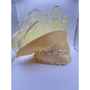 Vtg SWAN HAT  Yellow Accented Cloche Church‎ Derby